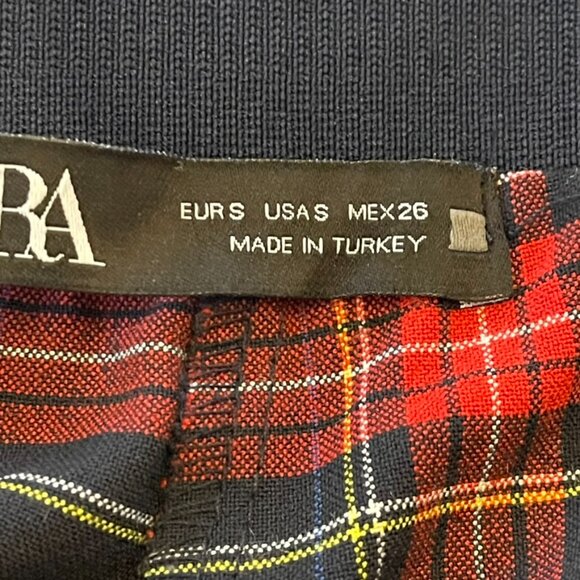 Checkered plaid pants retro looking with stretch Red Black size US 2 - Picture 2 of 6